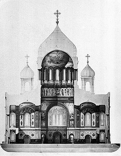 Разрез по линии А - В (вариант). Архитектор К. Тон. Фототипия Шерер, Набгольц, Москва